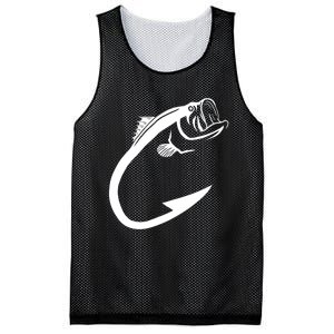 Cute Fish Hook Minimal Art Cool Fishing Lover Gift Mesh Reversible Basketball Jersey Tank