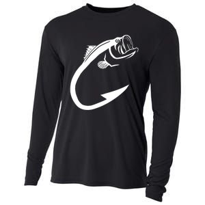 Cute Fish Hook Minimal Art Cool Fishing Lover Gift Cooling Performance Long Sleeve Crew