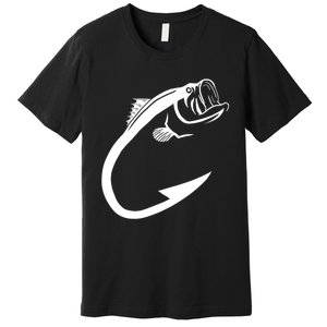 Cute Fish Hook Minimal Art Cool Fishing Lover Gift Premium T-Shirt