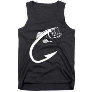 Cute Fish Hook Minimal Art Cool Fishing Lover Gift Tank Top