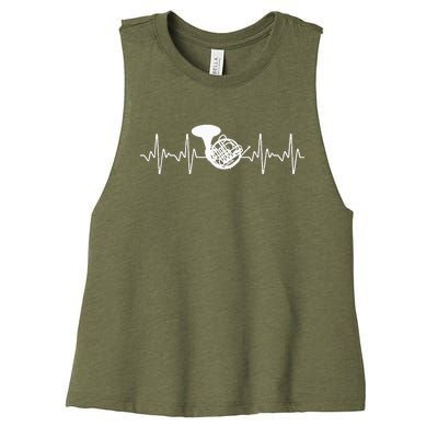 Cool French Horn Art For Marching Band Horn Player Women's Racerback Cropped Tank