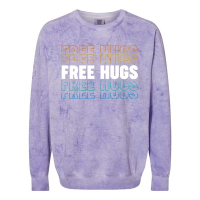 Colorful Free Hugs Pattern Colorblast Crewneck Sweatshirt