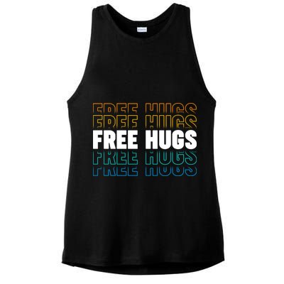 Colorful Free Hugs Pattern Ladies PosiCharge Tri-Blend Wicking Tank