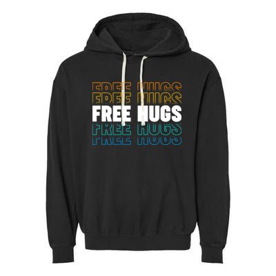 Colorful Free Hugs Pattern Garment-Dyed Fleece Hoodie