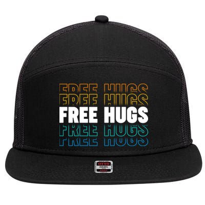 Colorful Free Hugs Pattern 7 Panel Mesh Trucker Snapback Hat