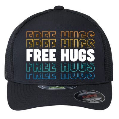 Colorful Free Hugs Pattern Flexfit Unipanel Trucker Cap