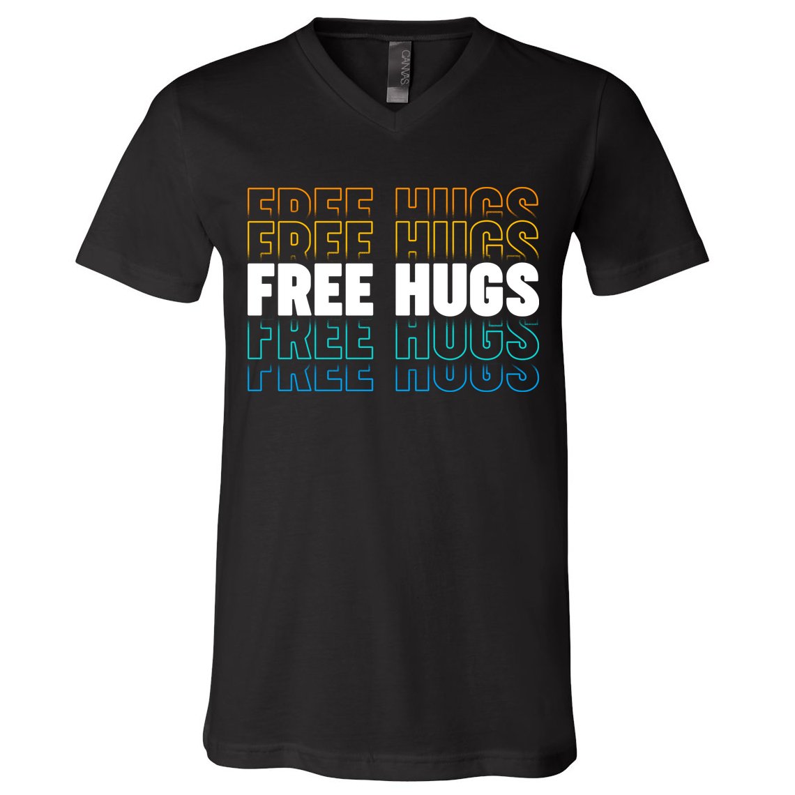 Colorful Free Hugs Pattern V-Neck T-Shirt