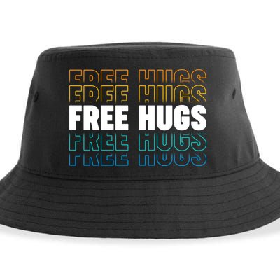 Colorful Free Hugs Pattern Sustainable Bucket Hat