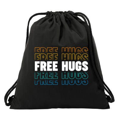 Colorful Free Hugs Pattern Drawstring Bag