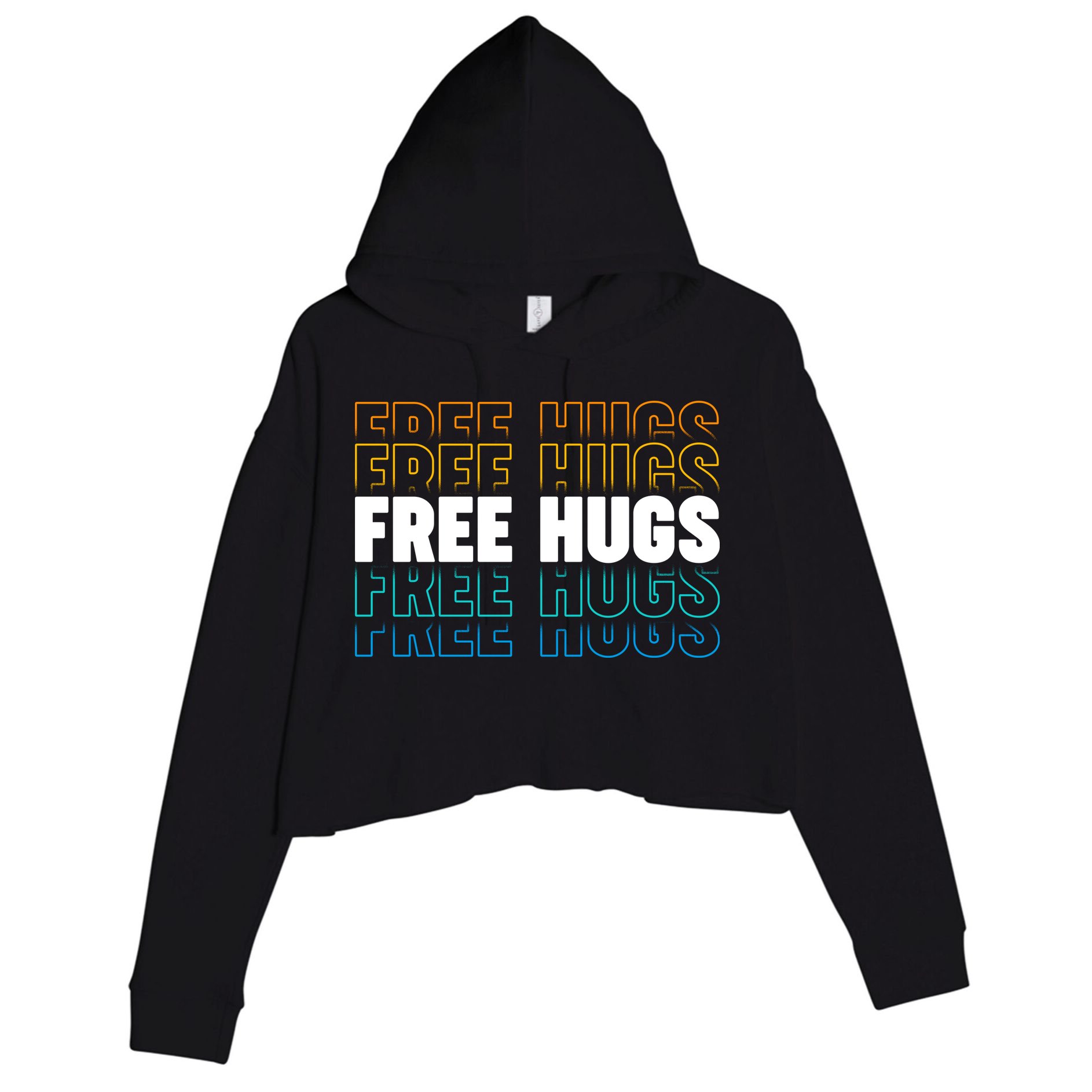 Colorful Free Hugs Pattern Crop Fleece Hoodie