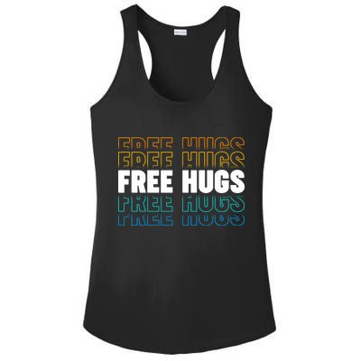 Colorful Free Hugs Pattern Ladies PosiCharge Competitor Racerback Tank