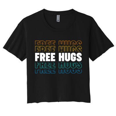 Colorful Free Hugs Pattern Crop Top