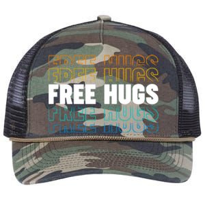 Colorful Free Hugs Pattern Retro Rope Trucker Hat Cap