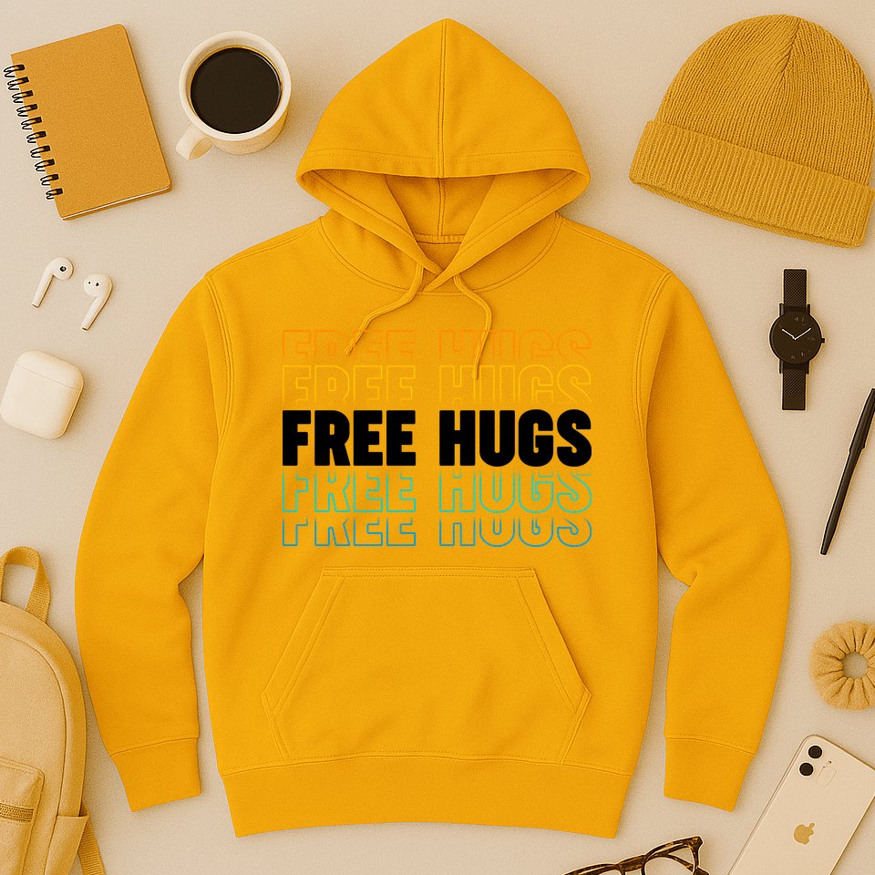 Colorful Free Hugs Pattern Hoodie