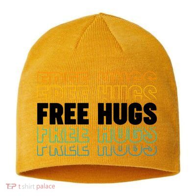 Colorful Free Hugs Pattern Sustainable Beanie