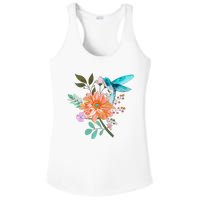 Colorful Flowers Hummingbird Graphic Design Premium Ladies PosiCharge Competitor Racerback Tank