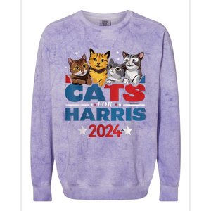 Cats For Harris 2024 Kamala Harris For President 2024 Colorblast Crewneck Sweatshirt