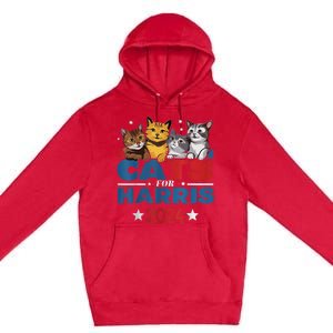 Cats For Harris 2024 Kamala Harris For President 2024 Premium Pullover Hoodie