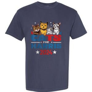 Cats For Harris 2024 Kamala Harris For President 2024 Garment-Dyed Heavyweight T-Shirt