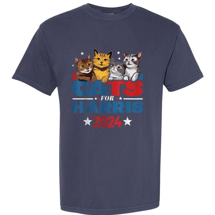 Cats For Harris 2024 Kamala Harris For President 2024 Garment-Dyed Heavyweight T-Shirt