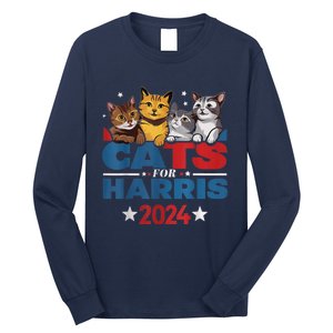 Cats For Harris 2024 Kamala Harris For President 2024 Long Sleeve Shirt