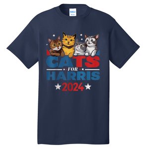 Cats For Harris 2024 Kamala Harris For President 2024 Tall T-Shirt