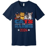 Cats For Harris 2024 Kamala Harris For President 2024 Premium T-Shirt