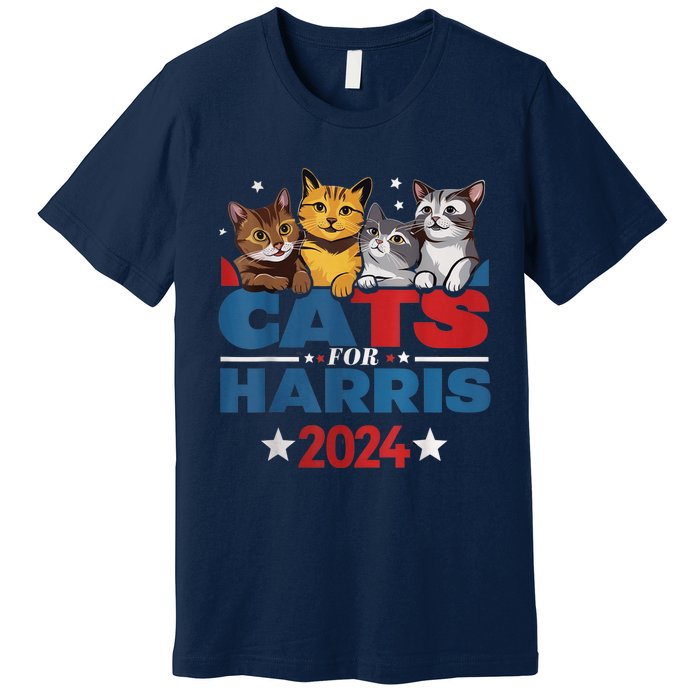 Cats For Harris 2024 Kamala Harris For President 2024 Premium T-Shirt