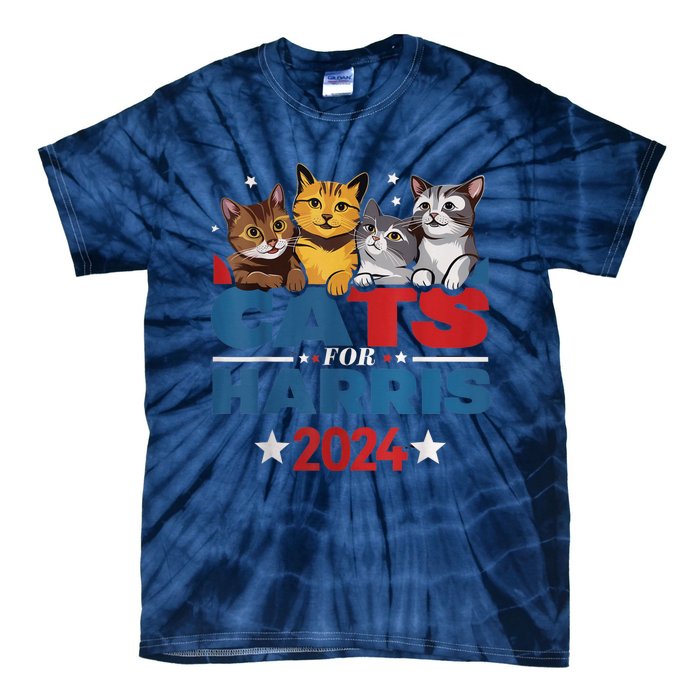 Cats For Harris 2024 Kamala Harris For President 2024 Tie-Dye T-Shirt