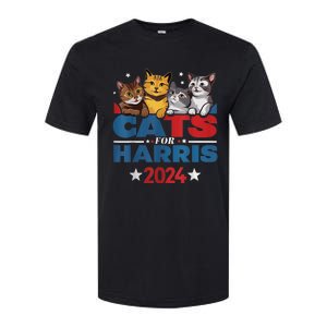 Cats For Harris 2024 Kamala Harris For President 2024 Softstyle CVC T-Shirt