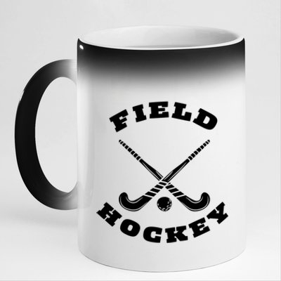 Circular Field Hockey Sticks Ball Great Gift 11oz Black Color Changing Mug