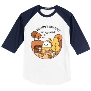 Cute Fall Hum!pty Dum!pty Had A Great Fall Baseball Sleeve Shirt