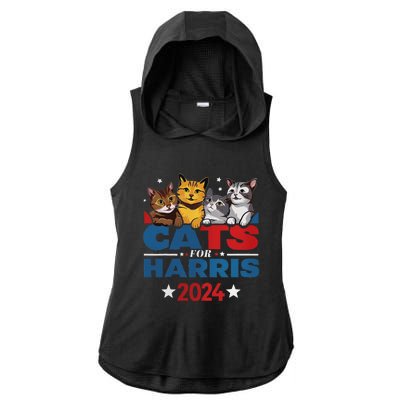 Cats For Harris 2024 Kamala Harris For President 2024 Ladies PosiCharge Tri-Blend Wicking Draft Hoodie Tank