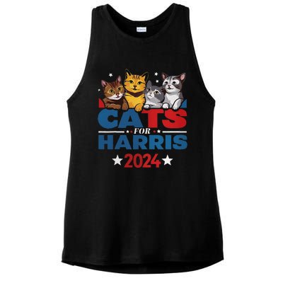 Cats For Harris 2024 Kamala Harris For President 2024 Ladies PosiCharge Tri-Blend Wicking Tank