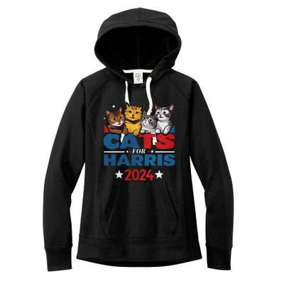 Cats For Harris 2024 Kamala Harris For President 2024 Women's Fleece Hoodie