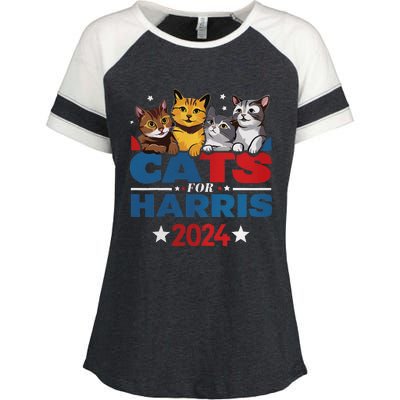 Cats For Harris 2024 Kamala Harris For President 2024 Enza Ladies Jersey Colorblock Tee