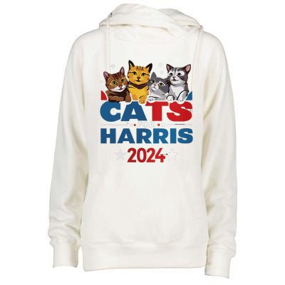 Cats For Harris 2024 Kamala Harris For President 2024 Womens Funnel Neck Pullover Hood