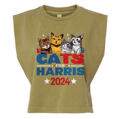 Cats For Harris 2024 Kamala Harris For President 2024 Garment-Dyed Women's Muscle Tee