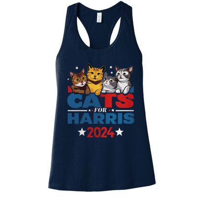 Cats For Harris 2024 Kamala Harris For President 2024 Women's Racerback Tank