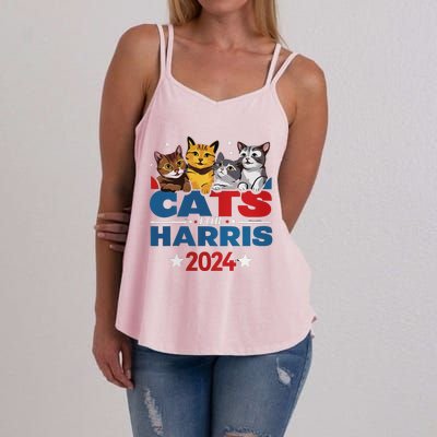 Cats For Harris 2024 Kamala Harris For President 2024 Women's Strappy Tank