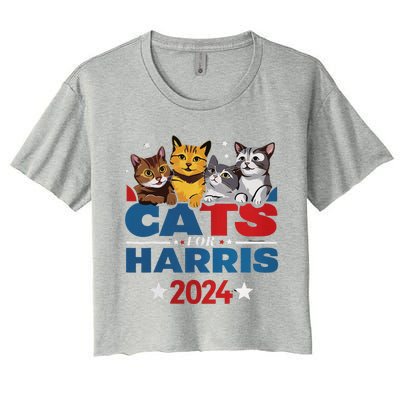 Cats For Harris 2024 Kamala Harris For President 2024 Women's Crop Top Tee