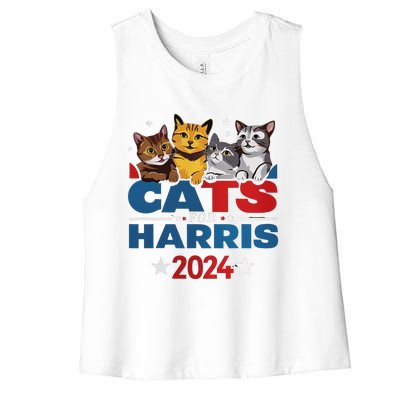 Cats For Harris 2024 Kamala Harris For President 2024 Women's Racerback Cropped Tank