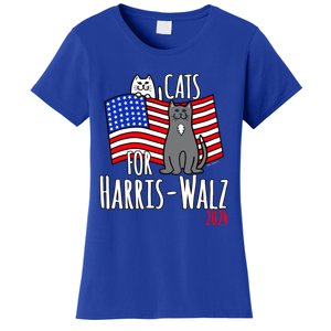 Cats For Harris Walz 2024 Cool Gift Women's T-Shirt