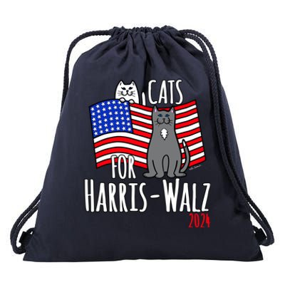 Cats For Harris Walz 2024 Cool Gift Drawstring Bag