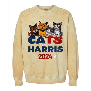 Cats For Harris 2024 Kamala Harris For President 2024 Colorblast Crewneck Sweatshirt