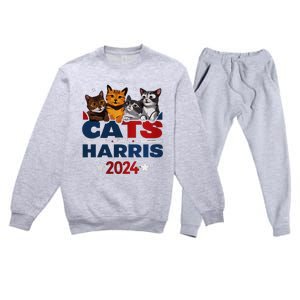 Cats For Harris 2024 Kamala Harris For President 2024 Premium Crewneck Sweatsuit Set