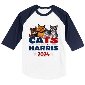 Cats For Harris 2024 Kamala Harris For President 2024 Baseball Sleeve Shirt