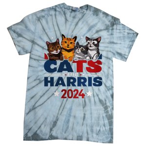 Cats For Harris 2024 Kamala Harris For President 2024 Tie-Dye T-Shirt