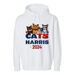 Cats For Harris 2024 Kamala Harris For President 2024 Garment-Dyed Fleece Hoodie