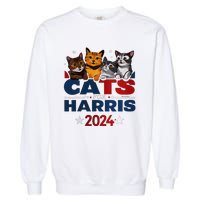 Cats For Harris 2024 Kamala Harris For President 2024 Garment-Dyed Sweatshirt